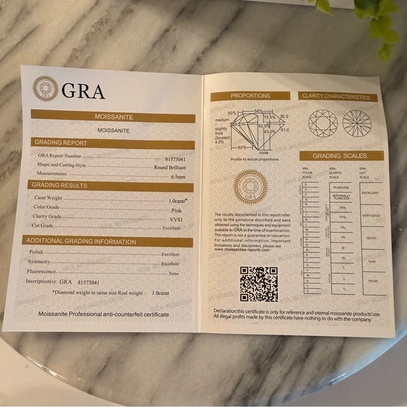 Women’s Fashion Pierced Earrings 1ct Moissanite Pink 18k Plated 6.5 MM GRA Inc - Picture 5 of 12